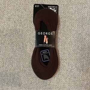 George Sheer No-Show Liners Brown NWT